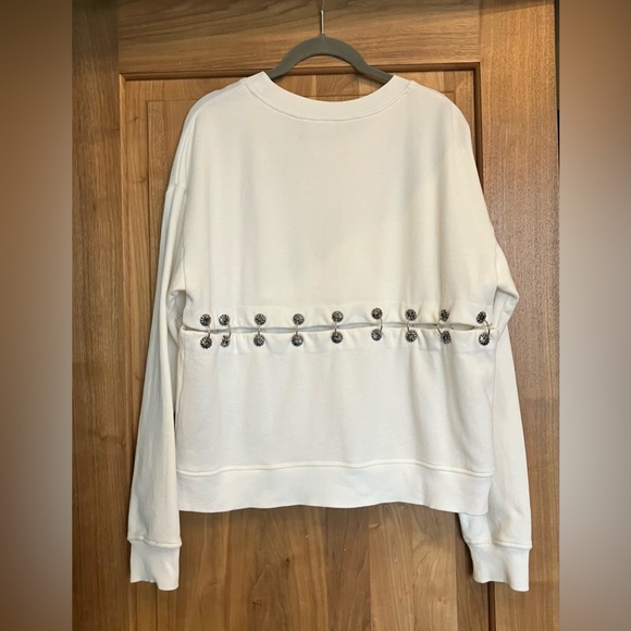 Rare EUC THE KOOPLES Sport Cotton Sweatshirt W/Metal Rings & Grommets 2(M) White - Picture 3 of 16
